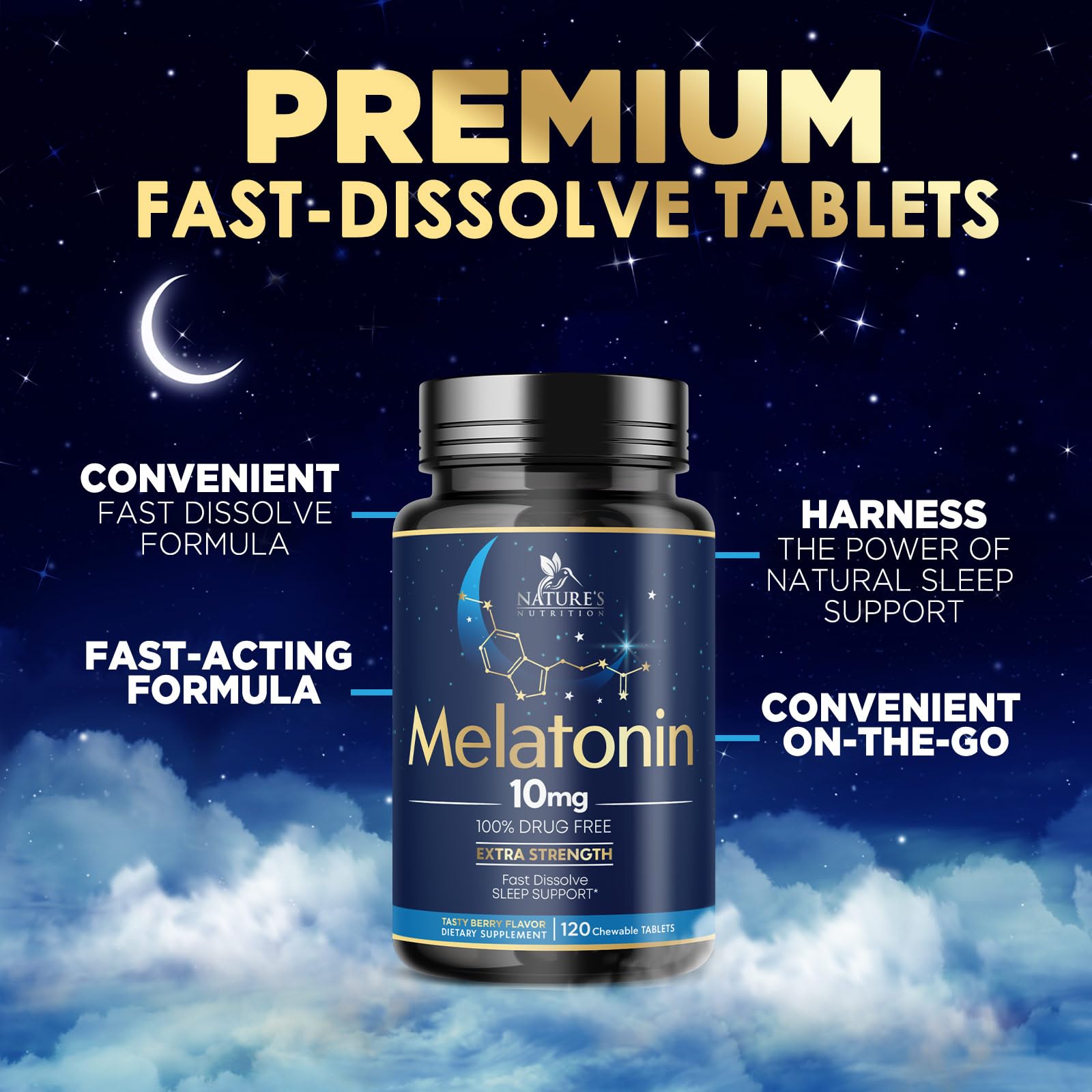 Travel-friendly melatonin bottle for nightly routine
