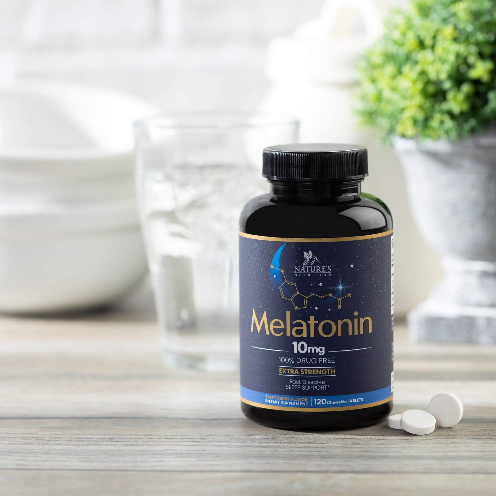 Sleep support supplement layout with strawberry flavor