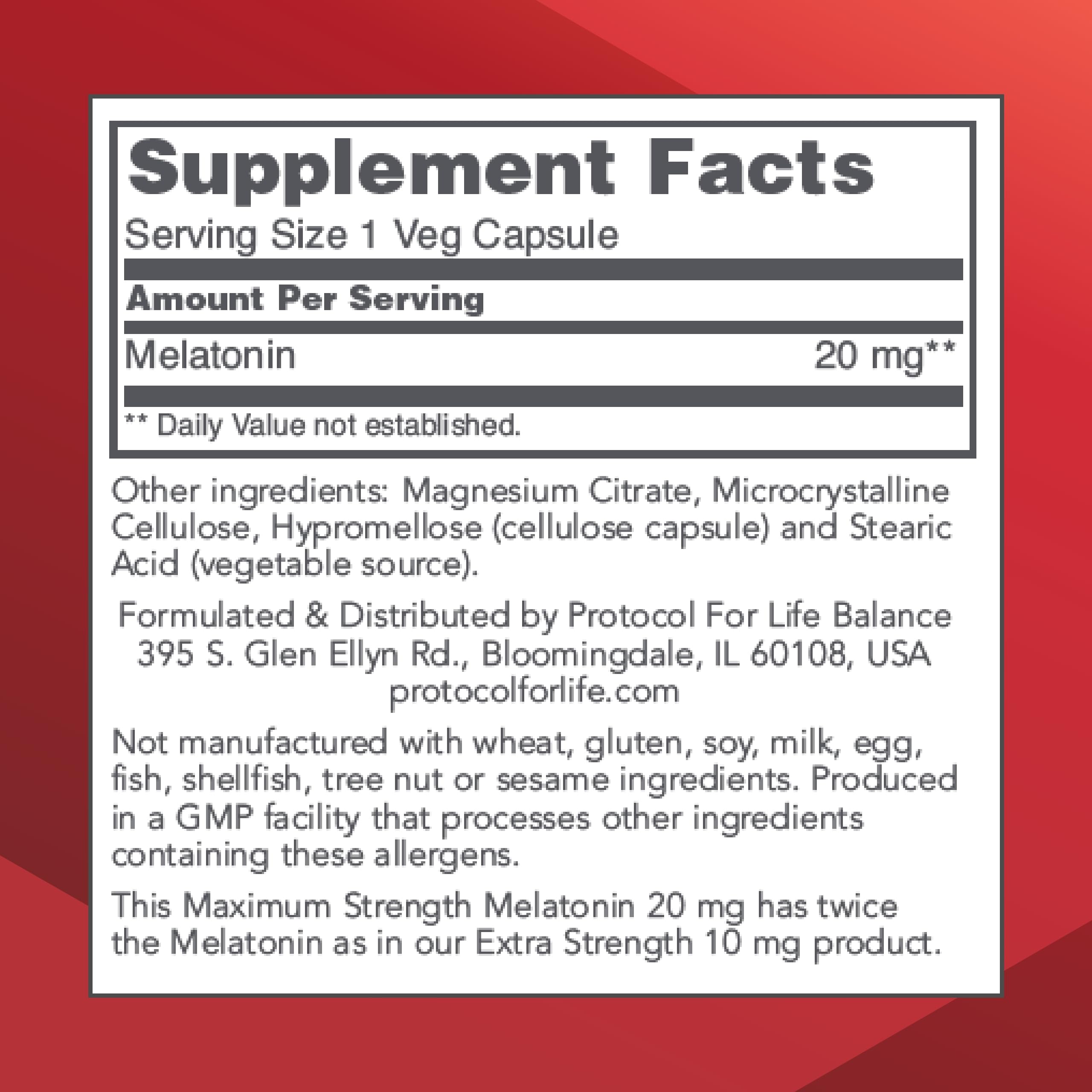 Close-up of Melatonin 20 mg capsules