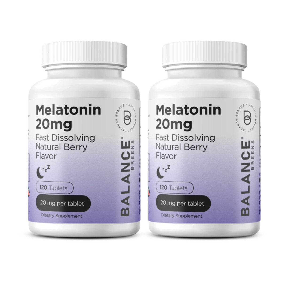 Front view of Melatonin 20mg fast-dissolve tablets bottle