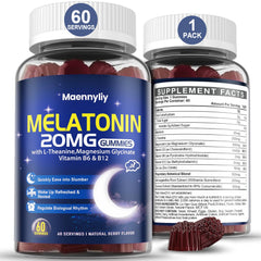 Front view of Melatonin 20mg Gummies for Adults bottle