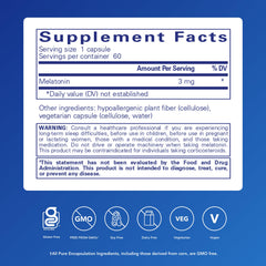 Melatonin 3 mg capsules in bottle with cap open