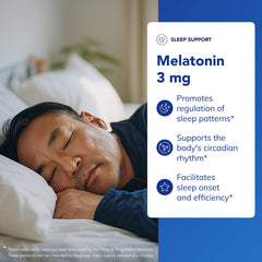 Supplement facts panel for Melatonin 3 mg