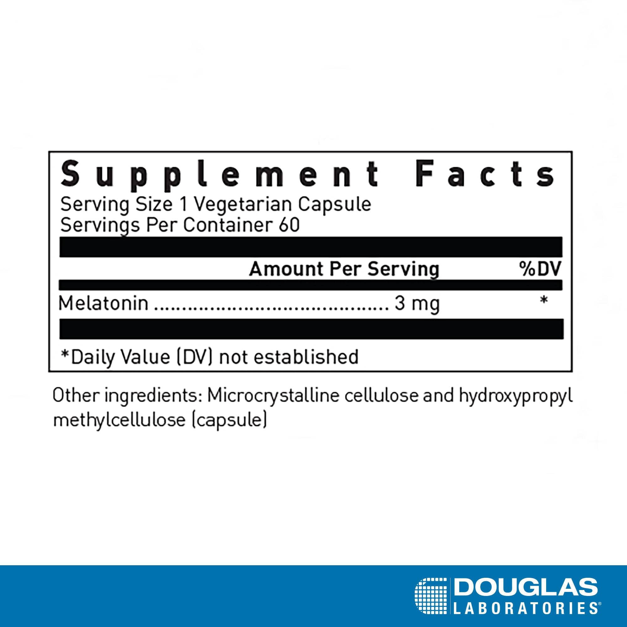Close-up of Melatonin 3 mg bottle label