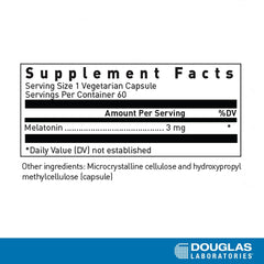 Close-up of Melatonin 3 mg bottle label