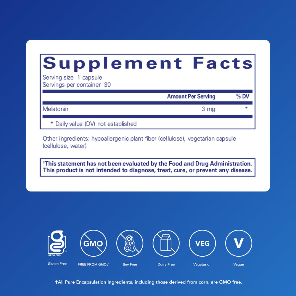 Melatonin 3 mg bottle label close-up