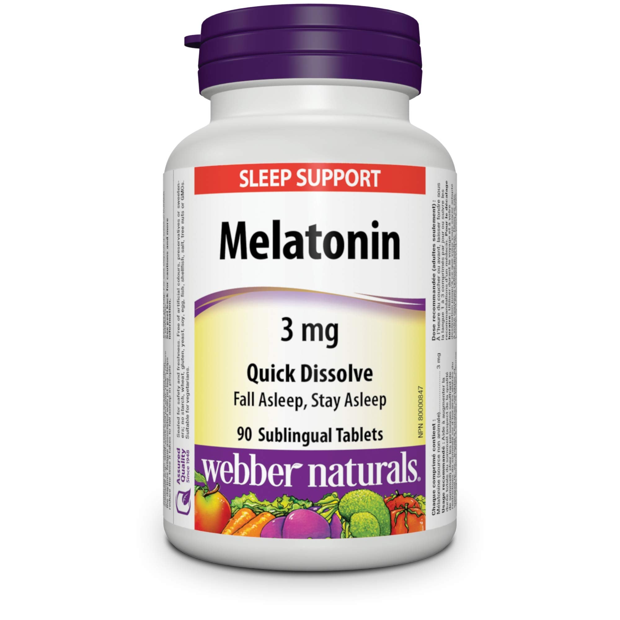 Melatonin 3 mg quick-dissolve sublingual tablets bottle