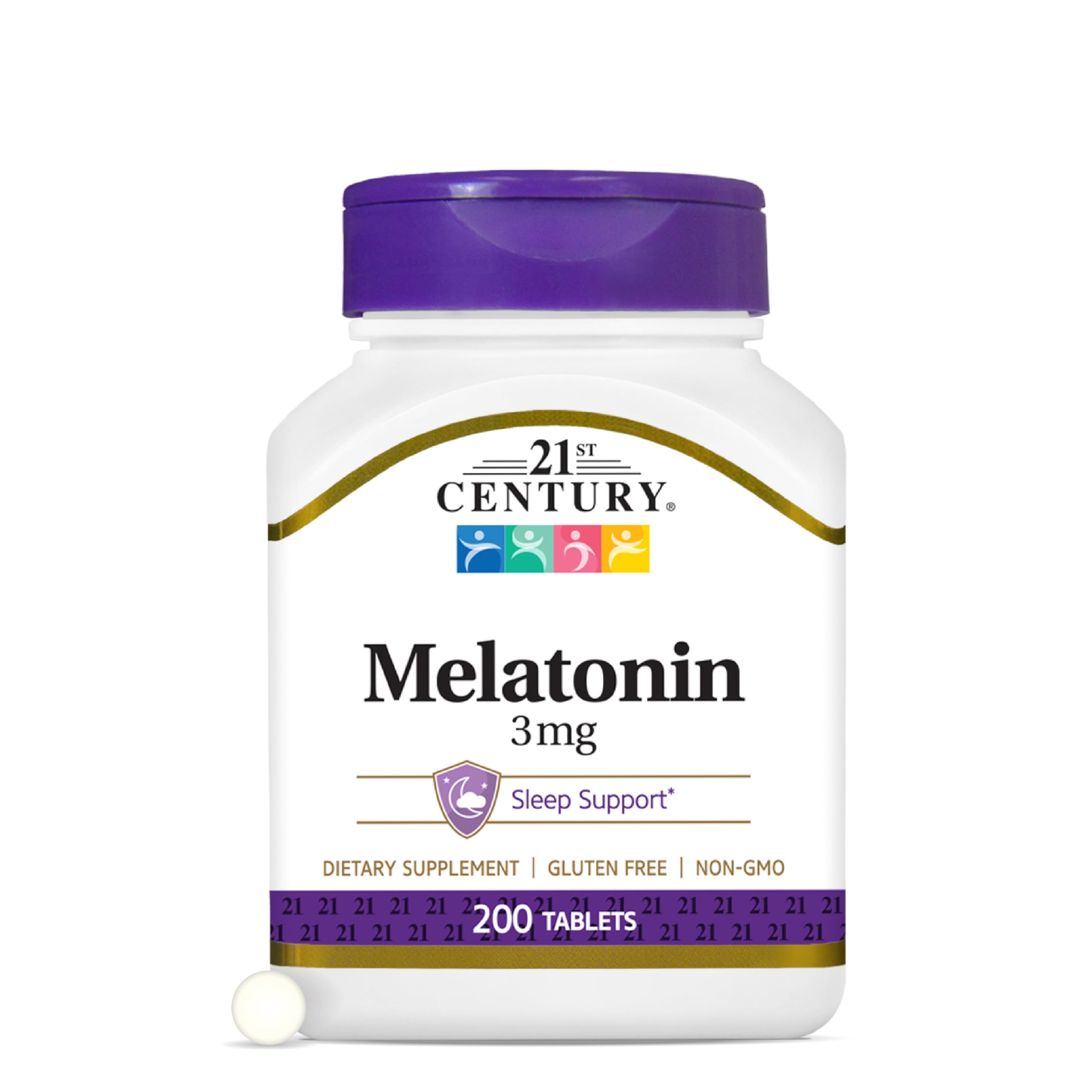 Bottle of 21st Century Melatonin 3 mg tablets — 200 count