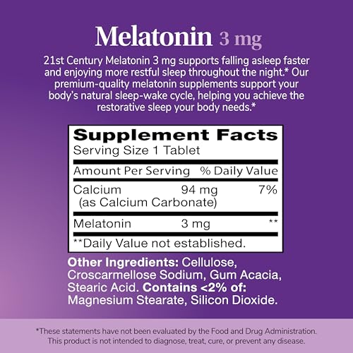 Packaging of melatonin 3 mg tablets for dosage guidance