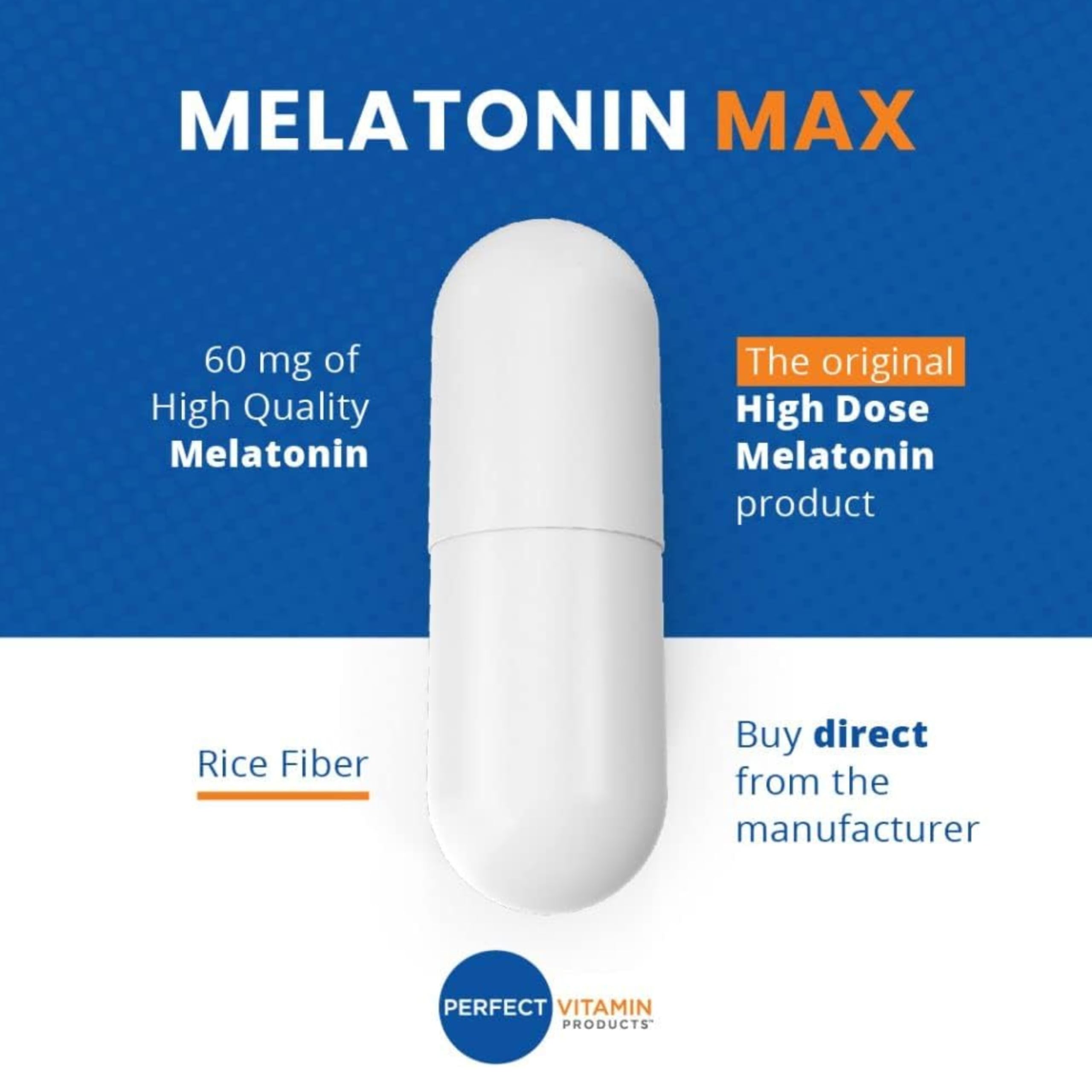 Ingredient list and purity label for Melatonin MAX 60mg