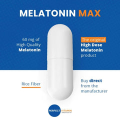 Ingredient list and purity label for Melatonin MAX 60mg