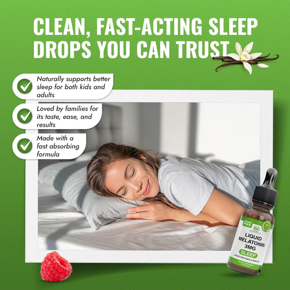 Berry vanilla flavored melatonin drops splash in a glass