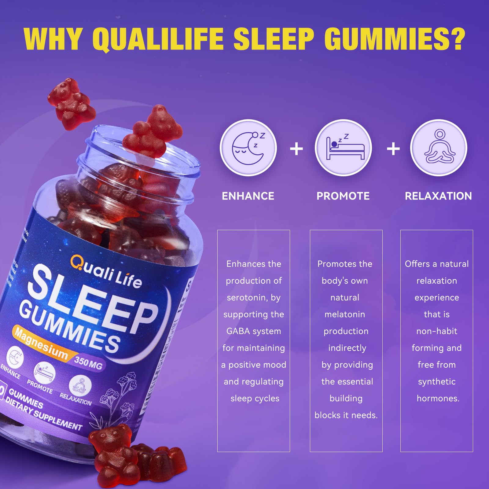 Close-up of strawberry-flavored sleep gummies