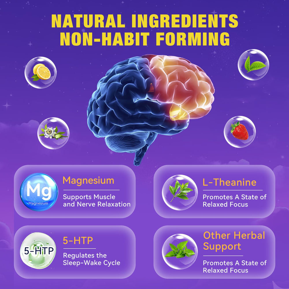 Illustration of Valerian Root, Magnesium, and L-Theanine ingredients