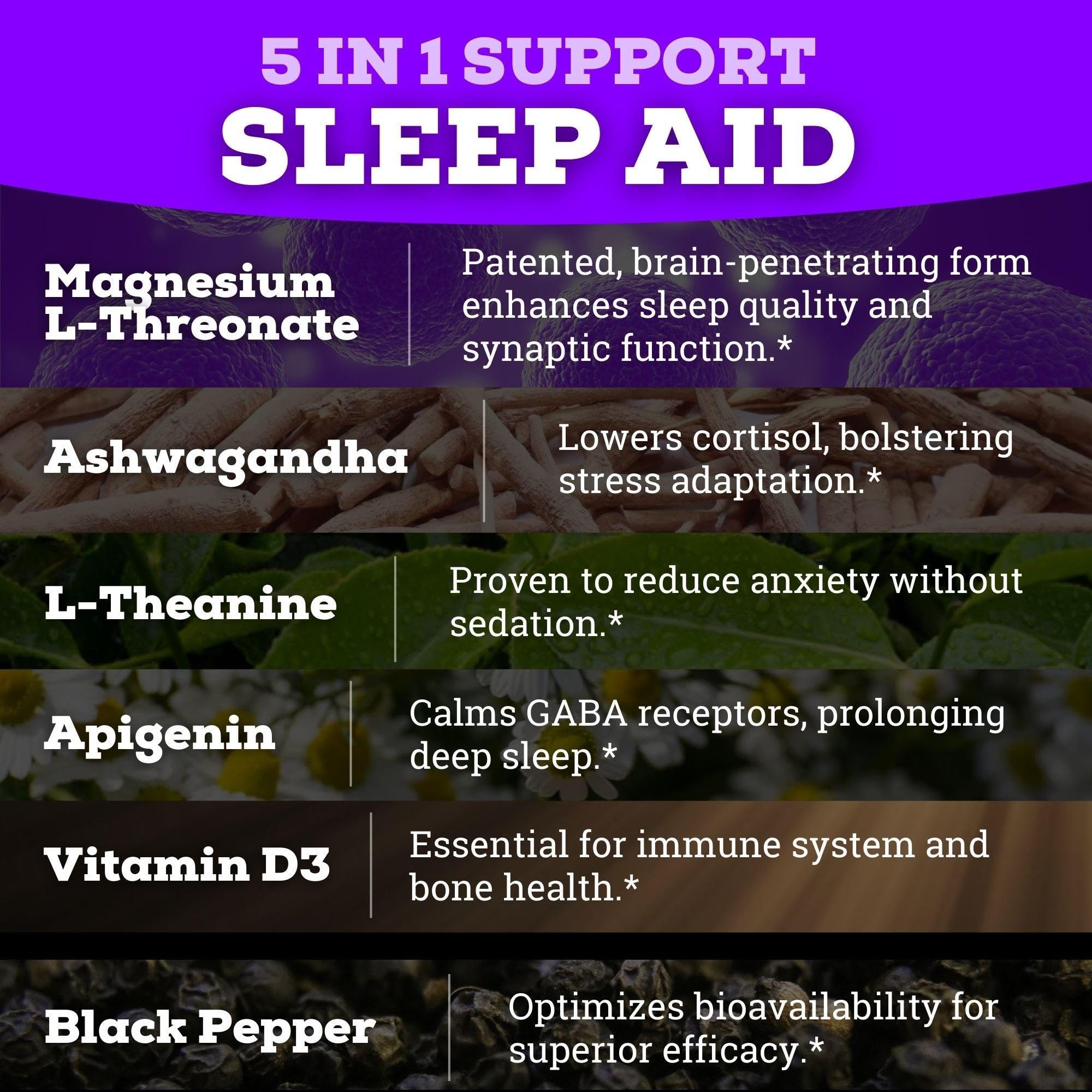 Melatonin-free sleep support emphasis