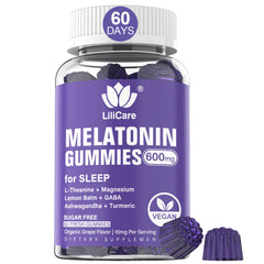 Bottle of grape-flavored 10mg melatonin gummies