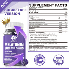 Grape-flavored melatonin gummies serving 1-2 per day