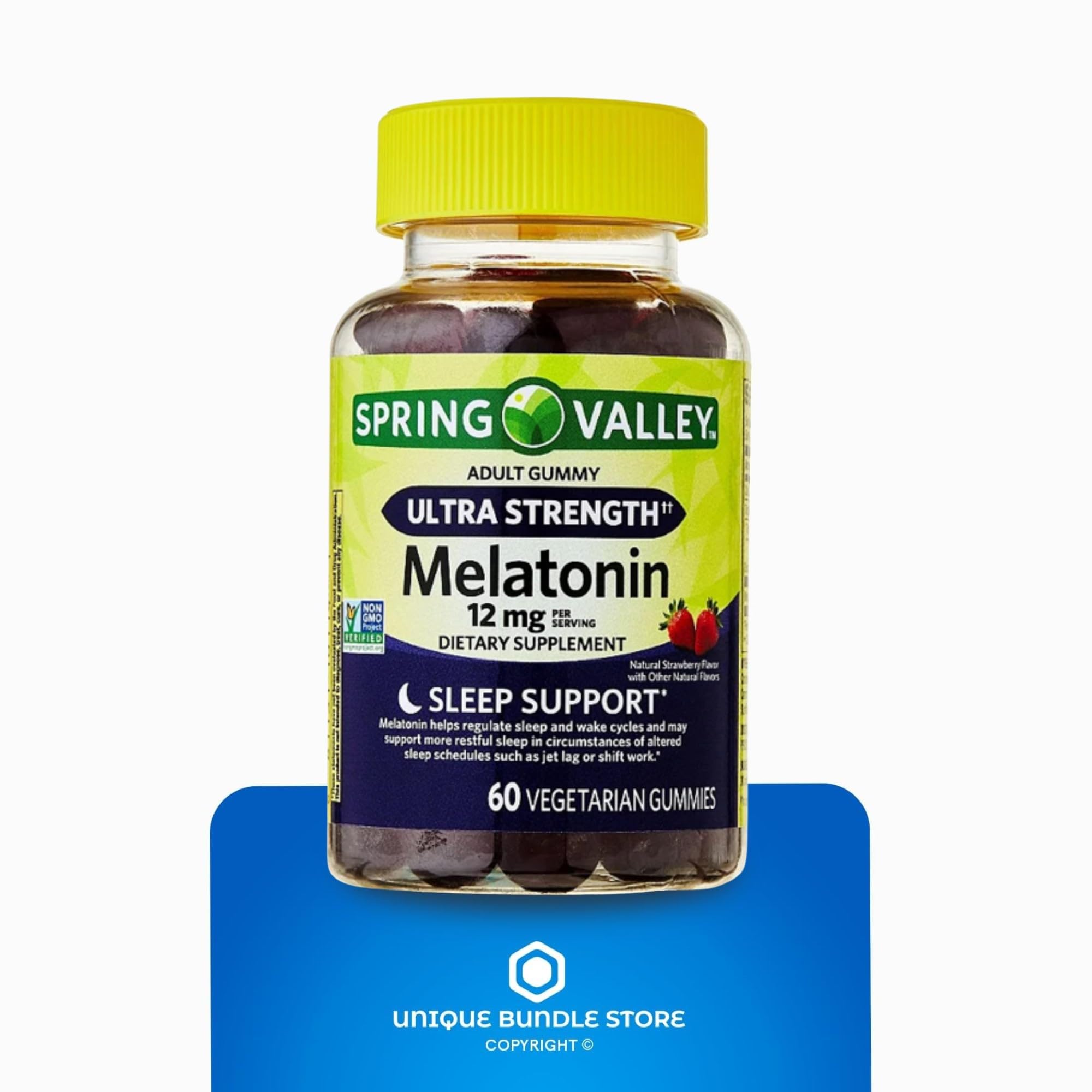 Strawberry flavor melatonin gummies packaging with 60 gummies