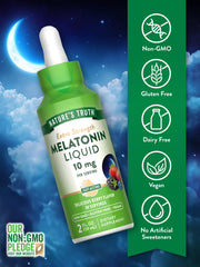 Label showing 10 mg melatonin per serving, Berry Flavor