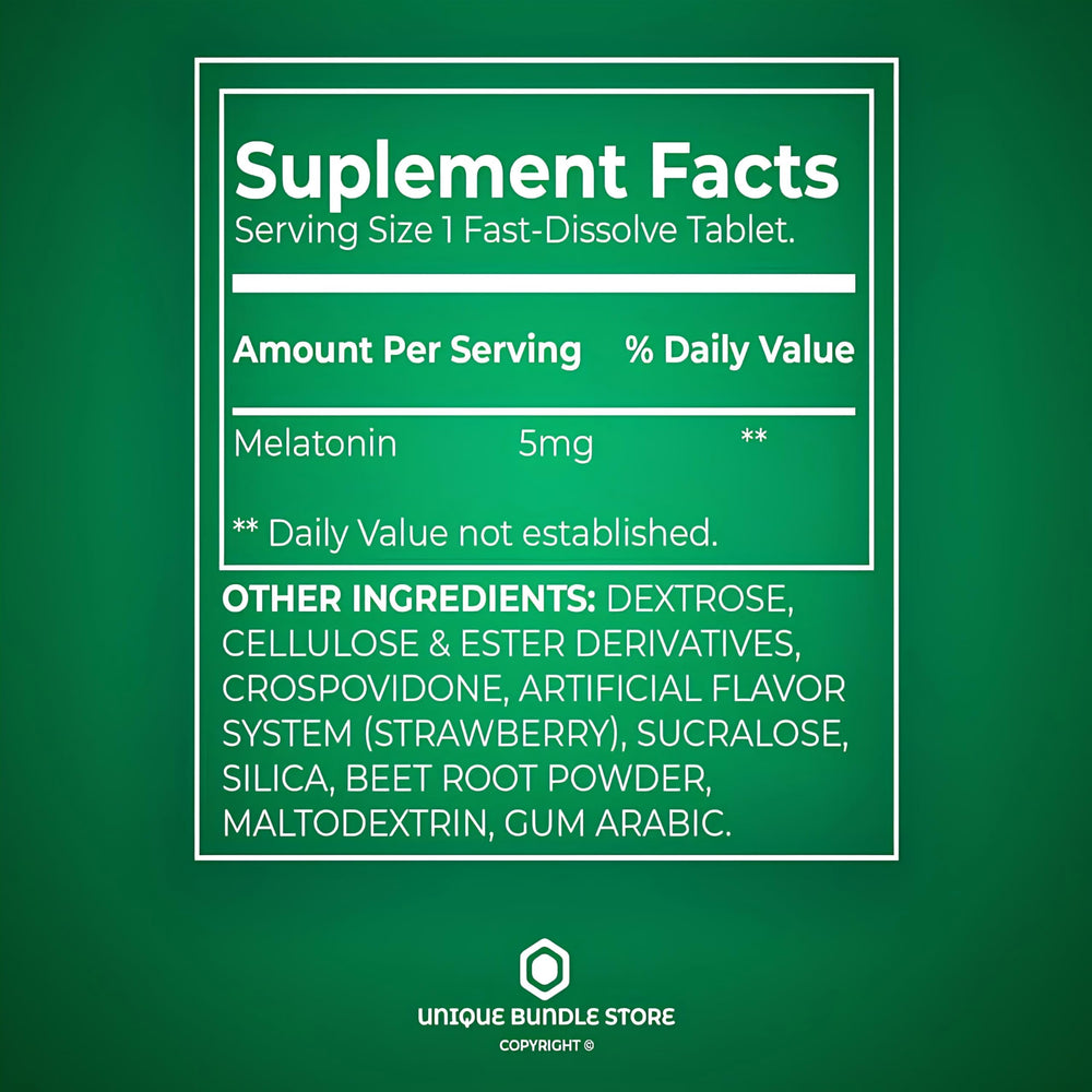 Pack of 2 bottles with 120 strawberry-flavored melatonin chewables each