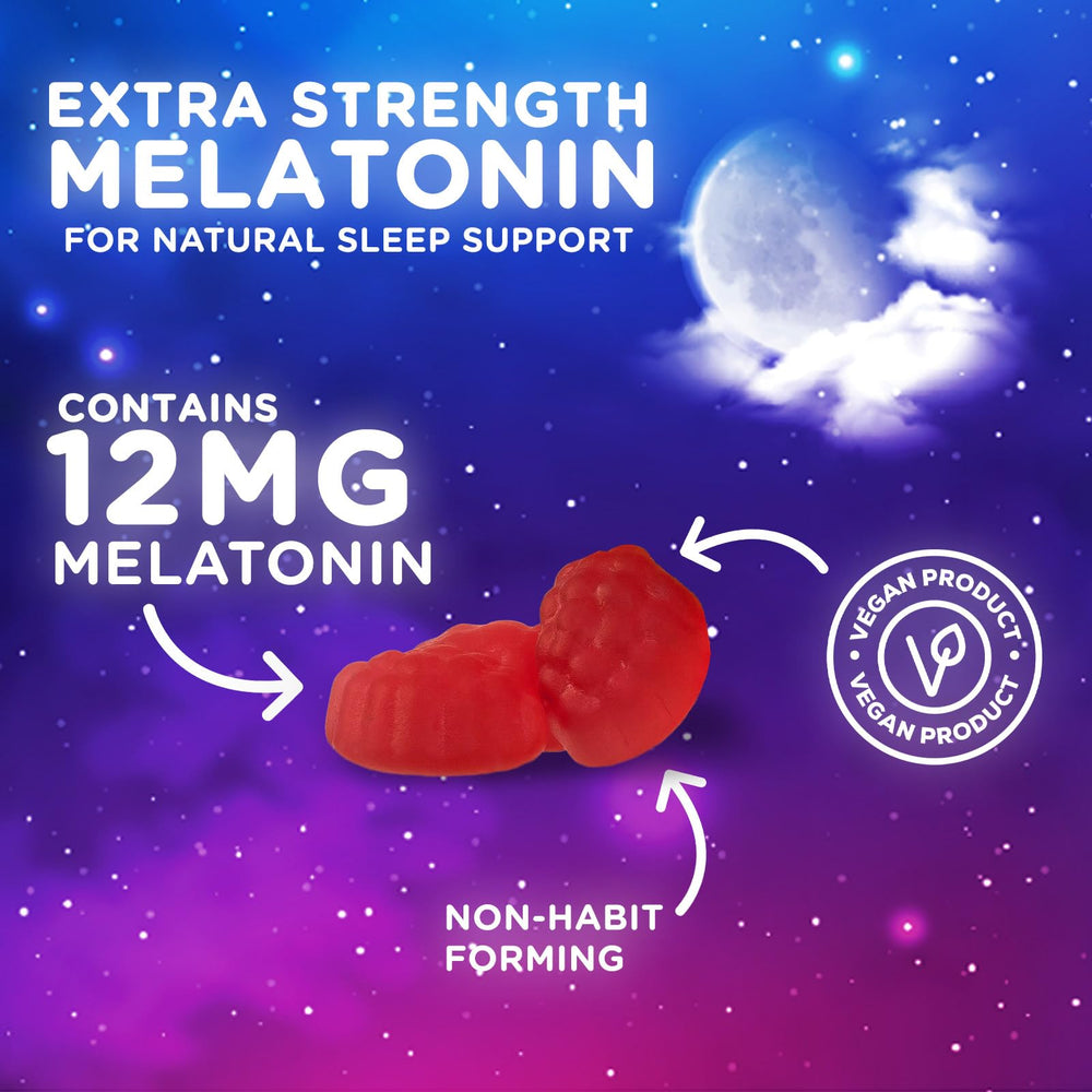 Melatonin sleep gummies for adults 12 mg label
