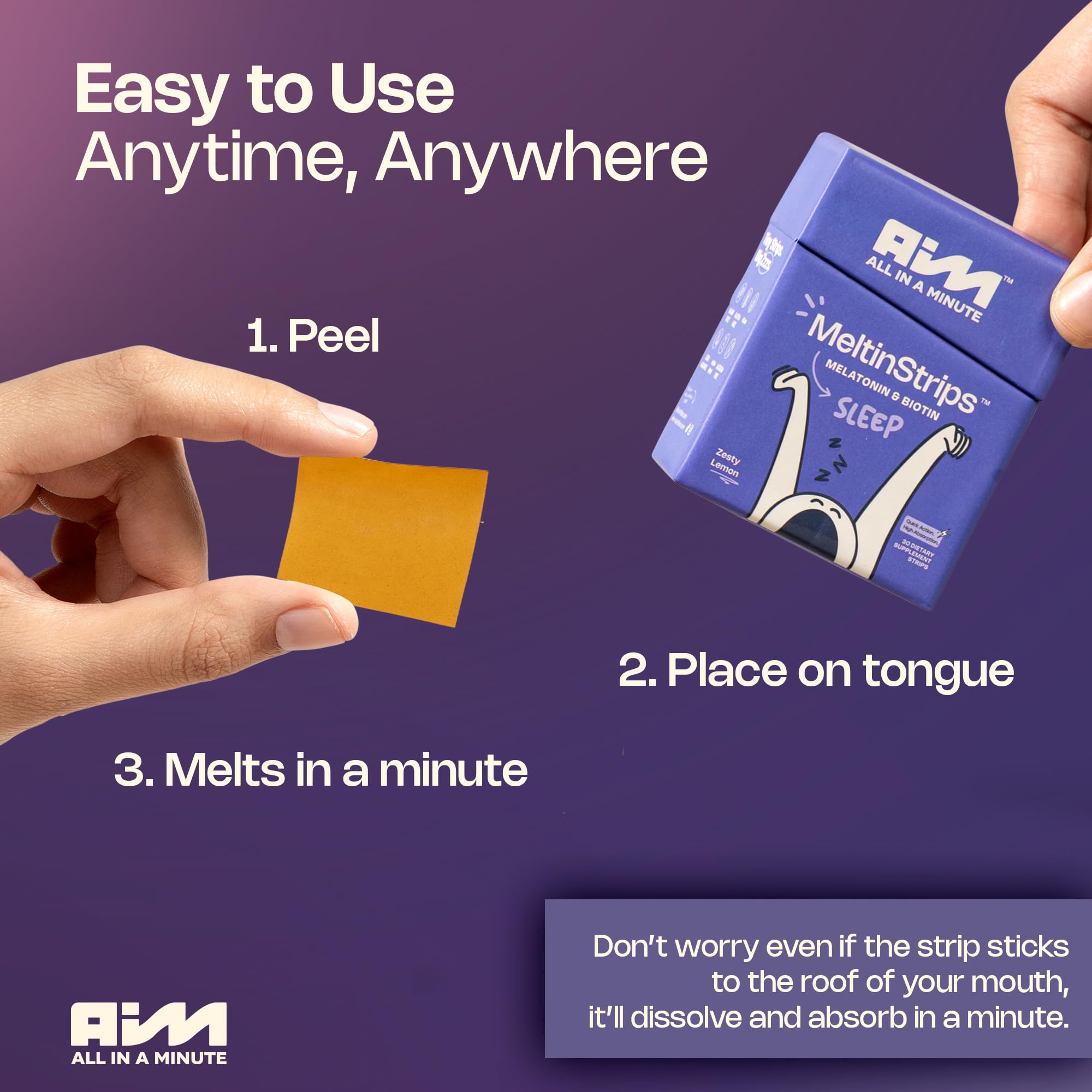 Illustration of MeltinStrips containing 5mg melatonin