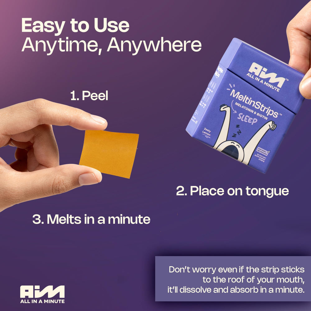 Illustration of MeltinStrips containing 5mg melatonin