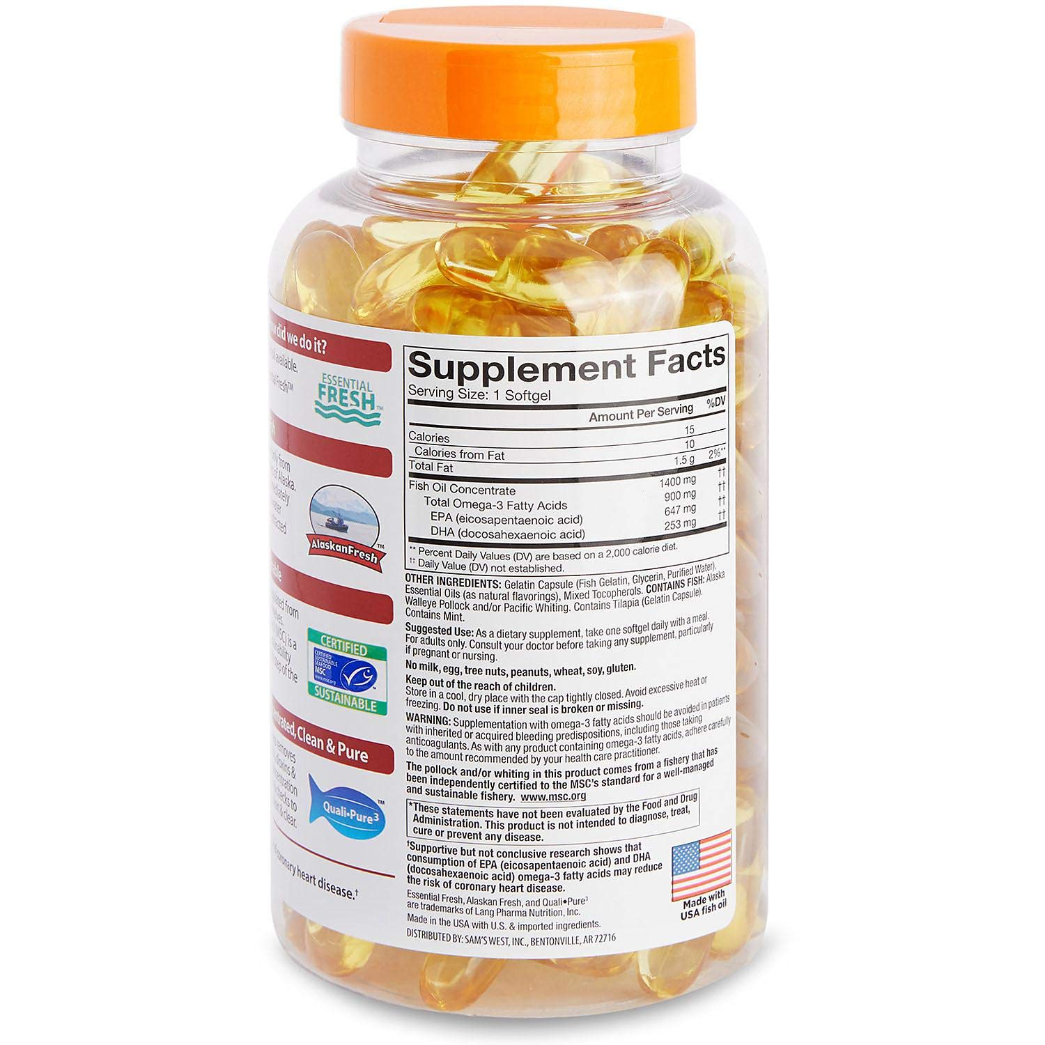 Each softgel delivers 900 mg EPA/DHA for heart health