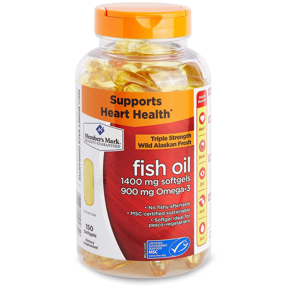 Member's Mark Omega-3 Fish Oil 1400 mg with enteric coating and 150 softgels