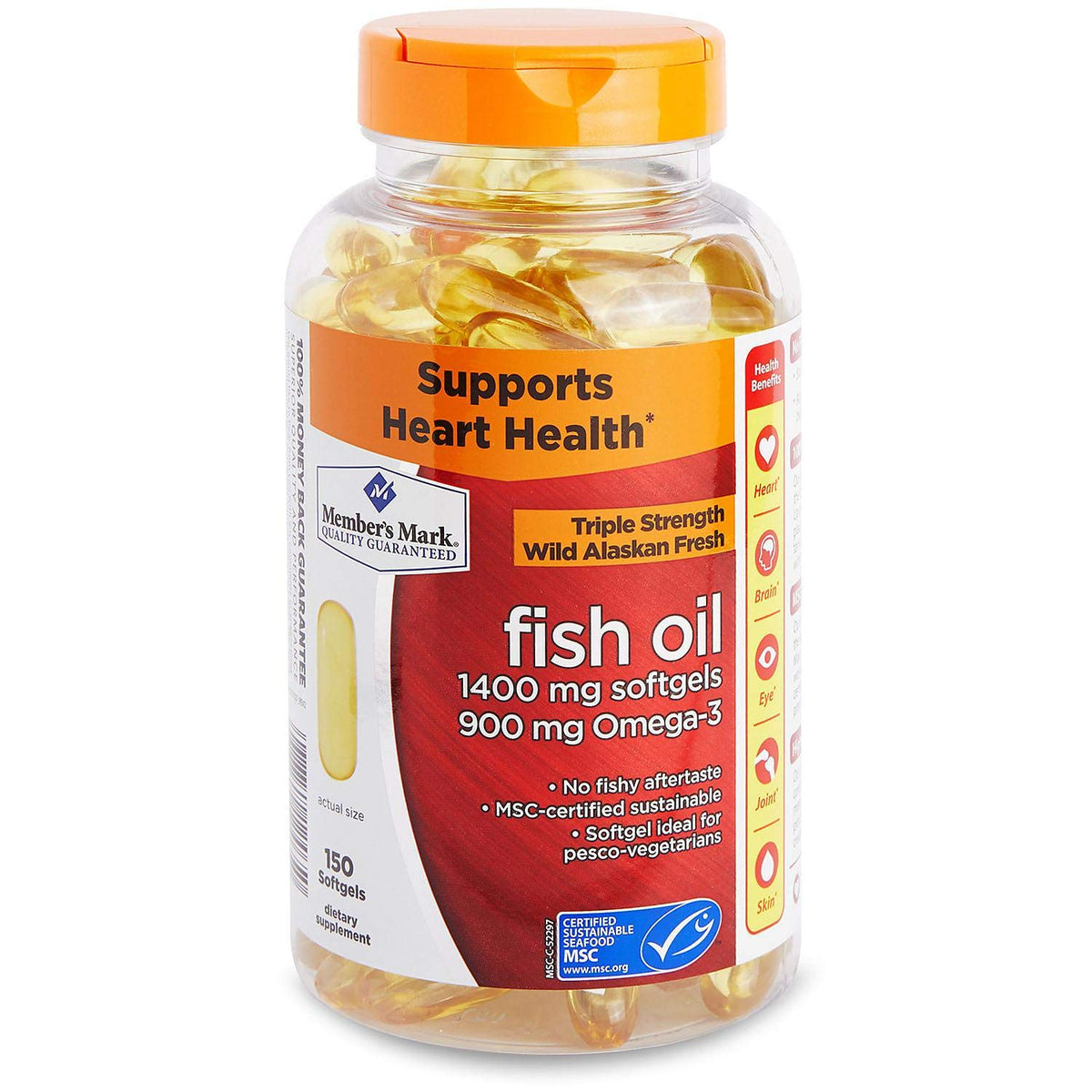 Member's Mark Omega-3 Fish Oil 1400 mg with enteric coating and 150 softgels