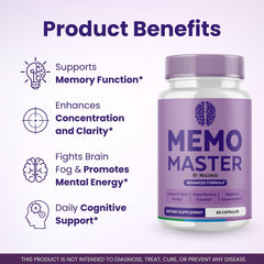 Memo Master Capsules bottle with label showing 60 capsules