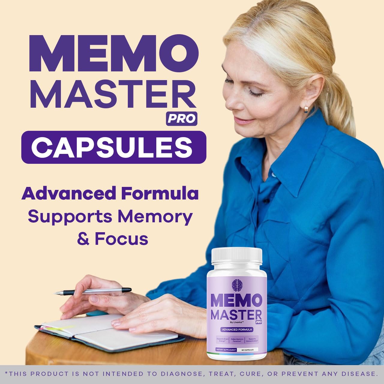 Front label close-up of Memo Master Pro bottle