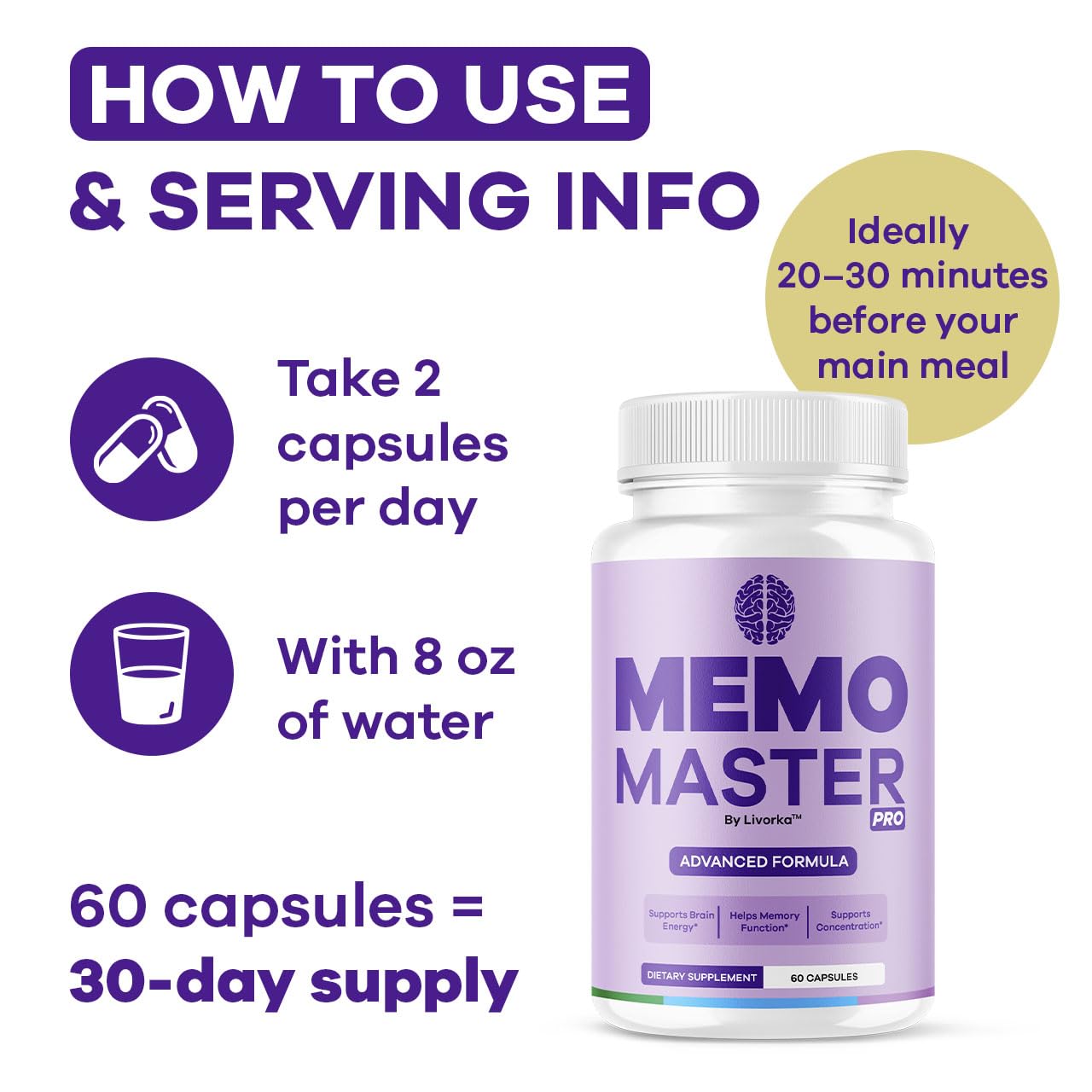 Two Memo Master Pro bottles for a 60-day supply