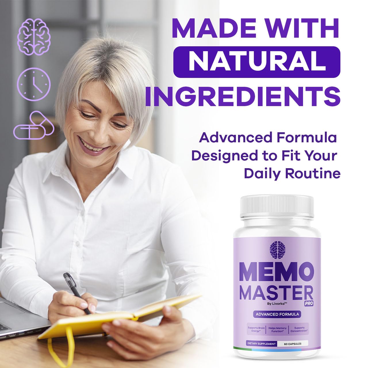 Illustration of natural ingredients for brain health