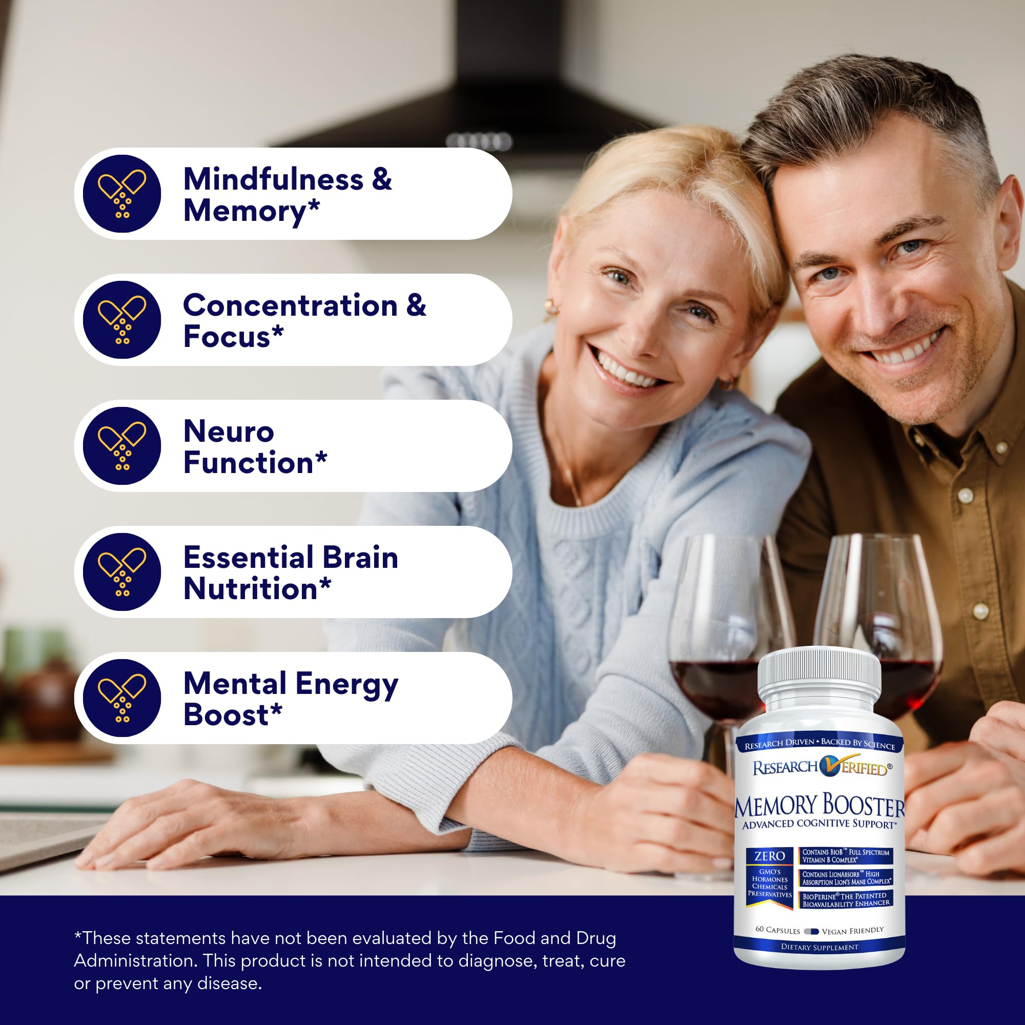 Lion’s Mane mushroom and Bacopa ingredients in the formula