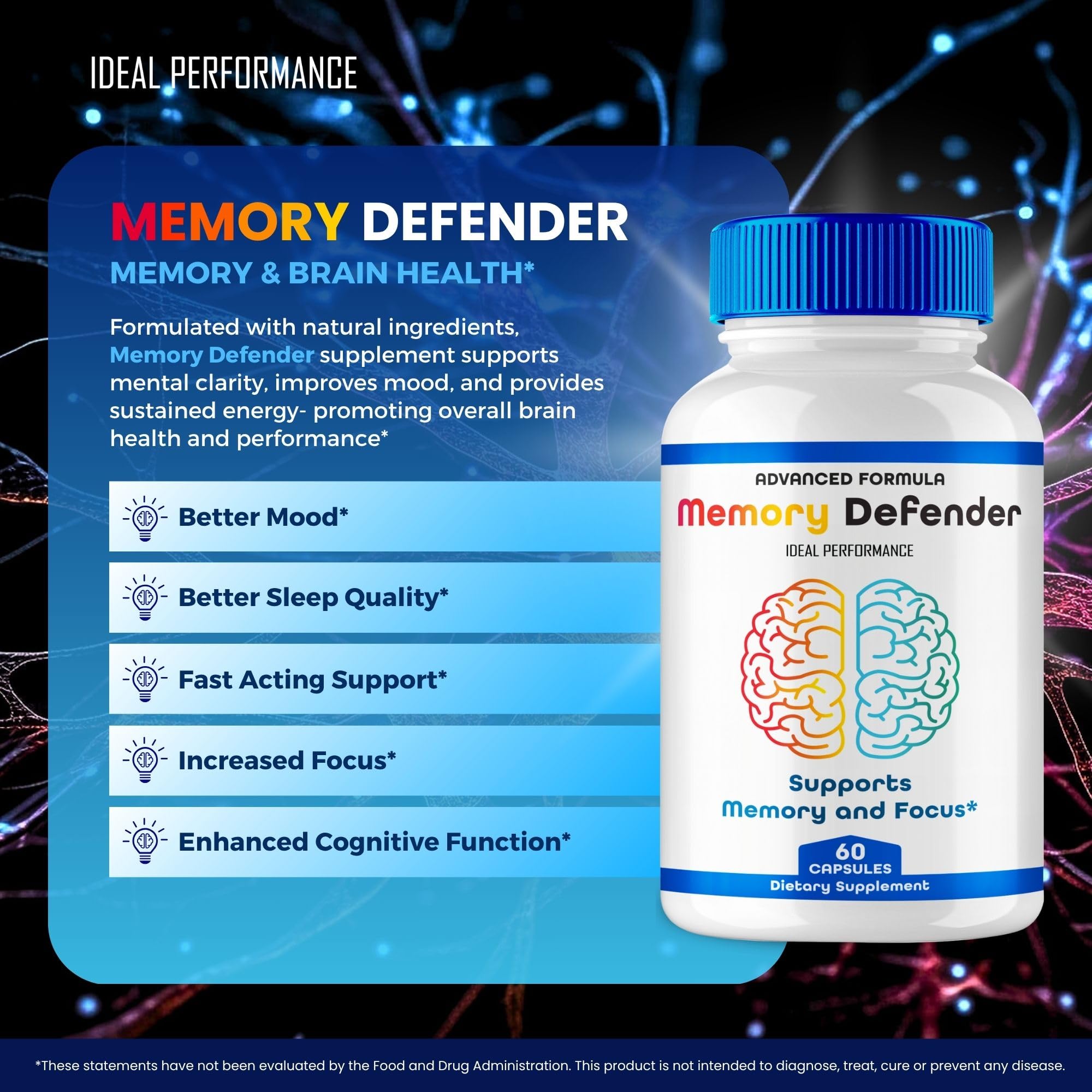 Memory Defender capsules close-up with tablets visible