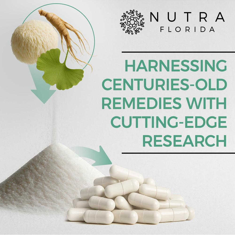 Close-up of natural ingredients for memory and cognitive support