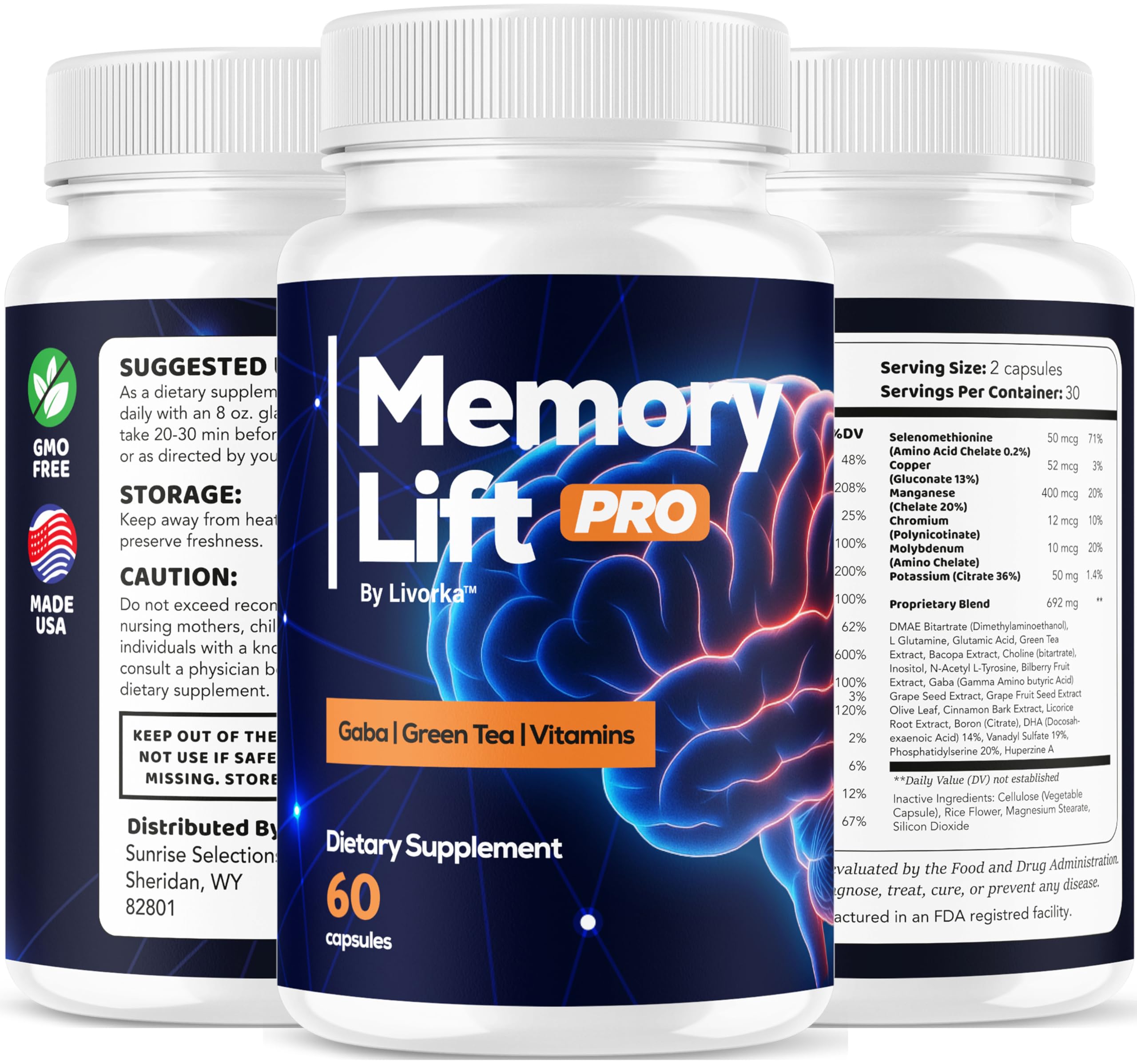 All-natural Memory Lift Pro capsules in bottle