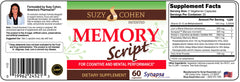 Side view of Memory Script bottle displaying packaging