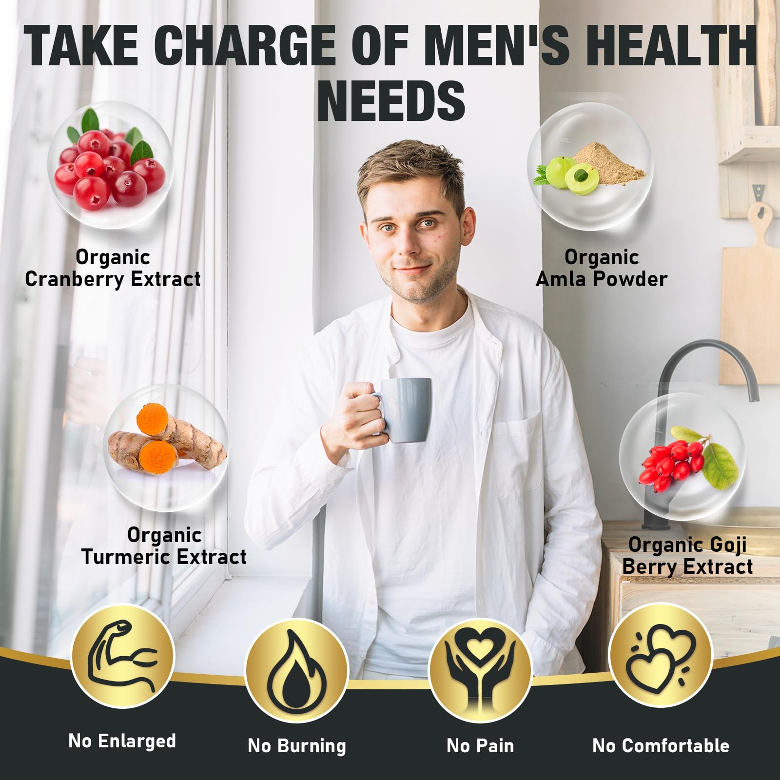 Men's digestive health probiotic benefits graphic