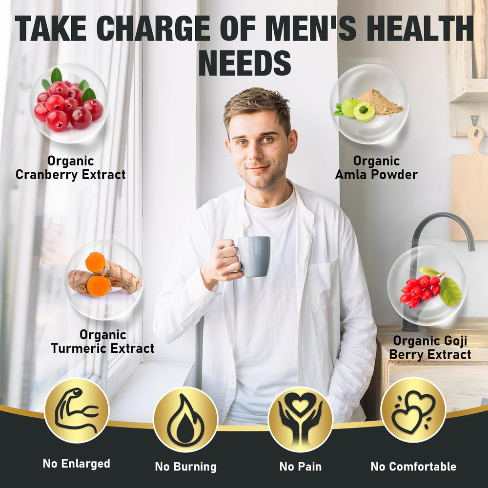 Men's digestive health probiotic benefits graphic