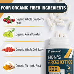 Delayed-release shelf-stable probiotic capsules designed for men