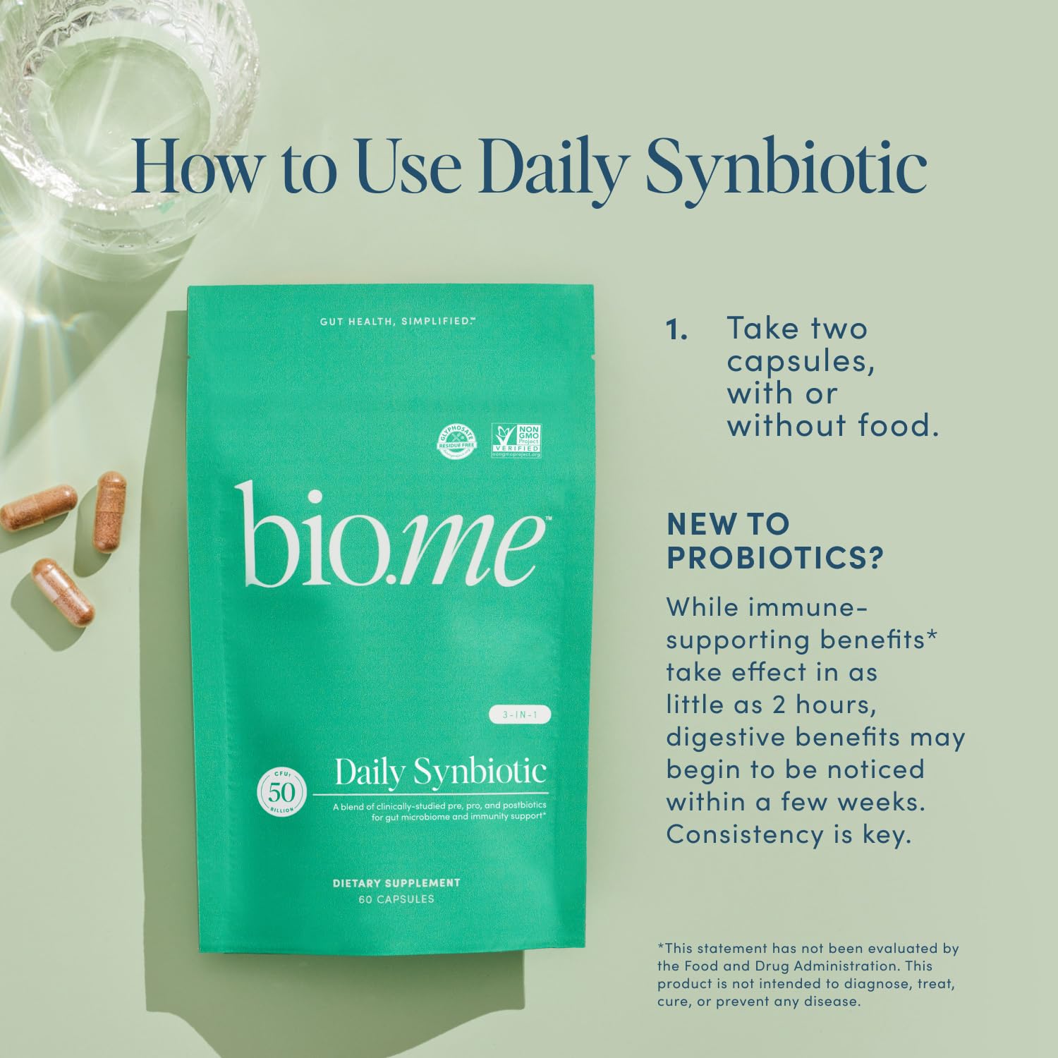 Illustration of men and women using the probiotic supplement