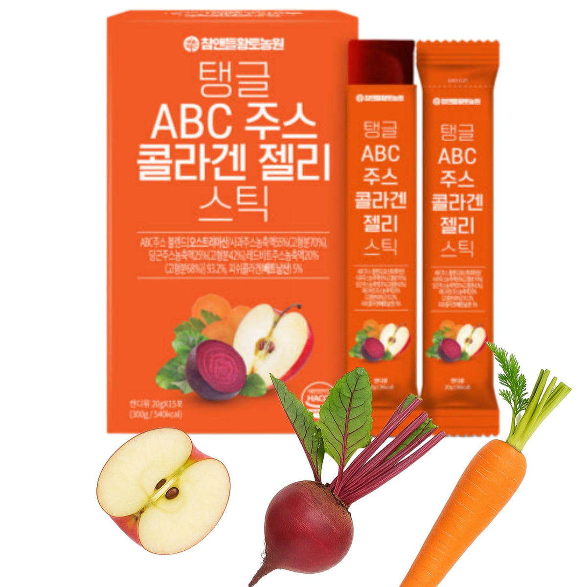 MENBLY front box showing Cham&Deul ABC juice collagen jelly, clear product benefits