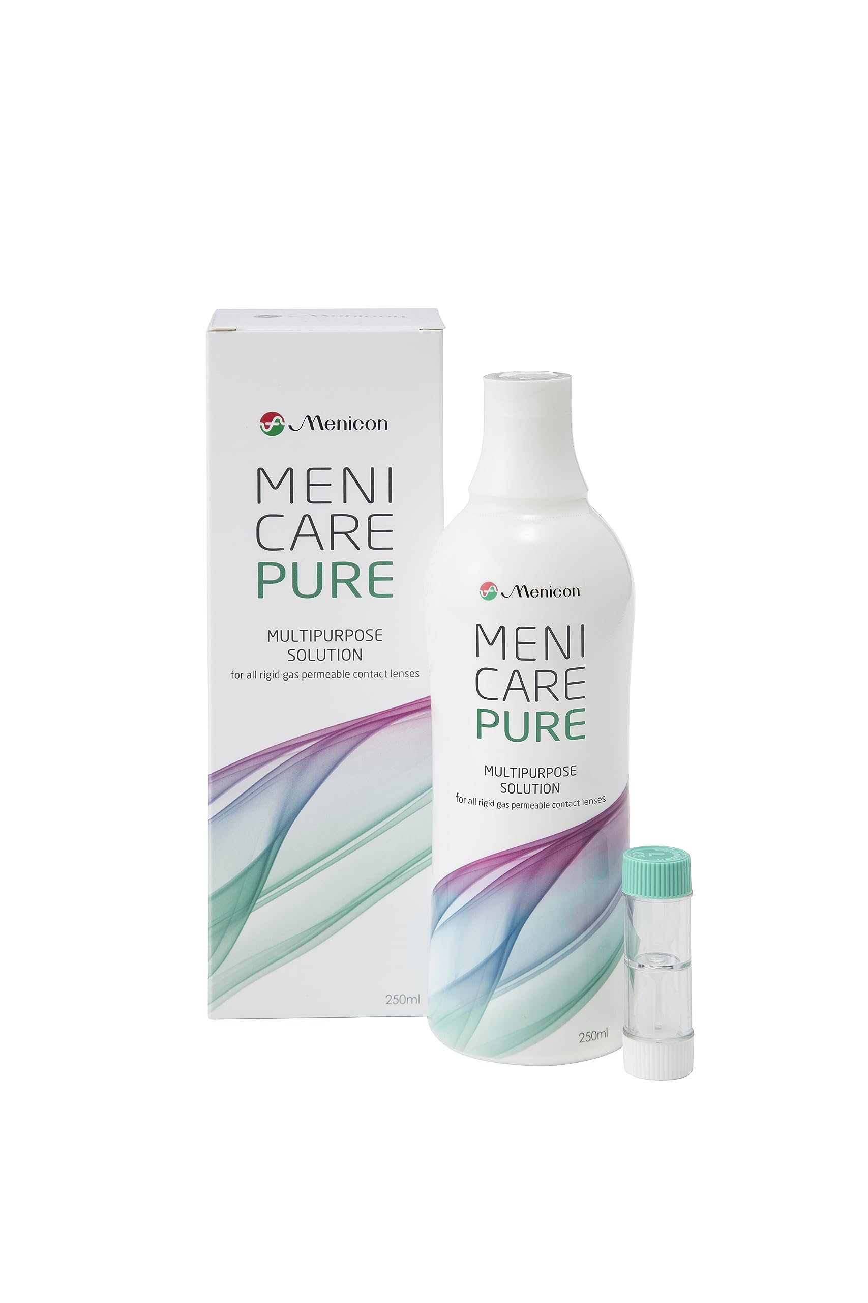 Menicare Pure 250ml bottle for gas-permeable contact lenses (RGP)