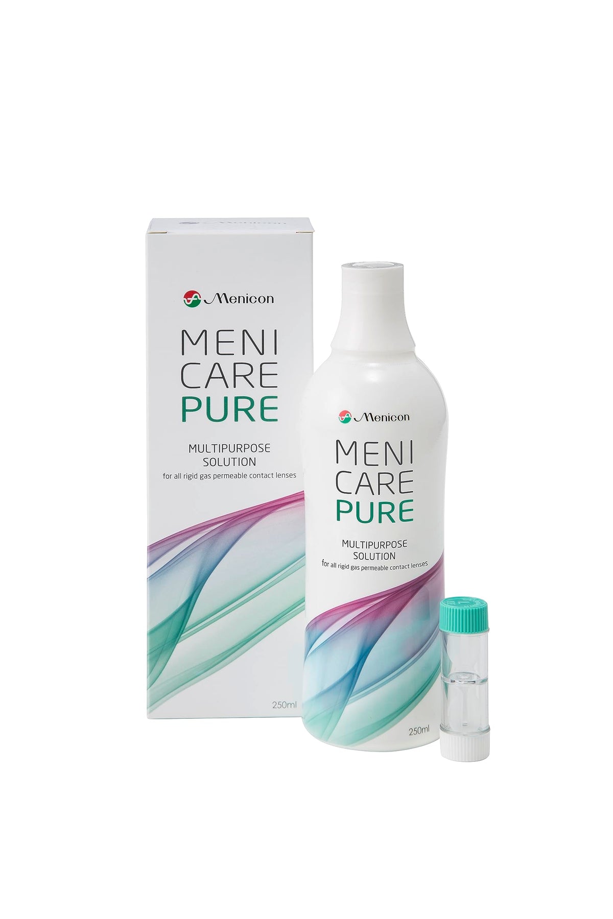 Menicare Pure 250ml bottle for gas-permeable contact lenses (RGP)