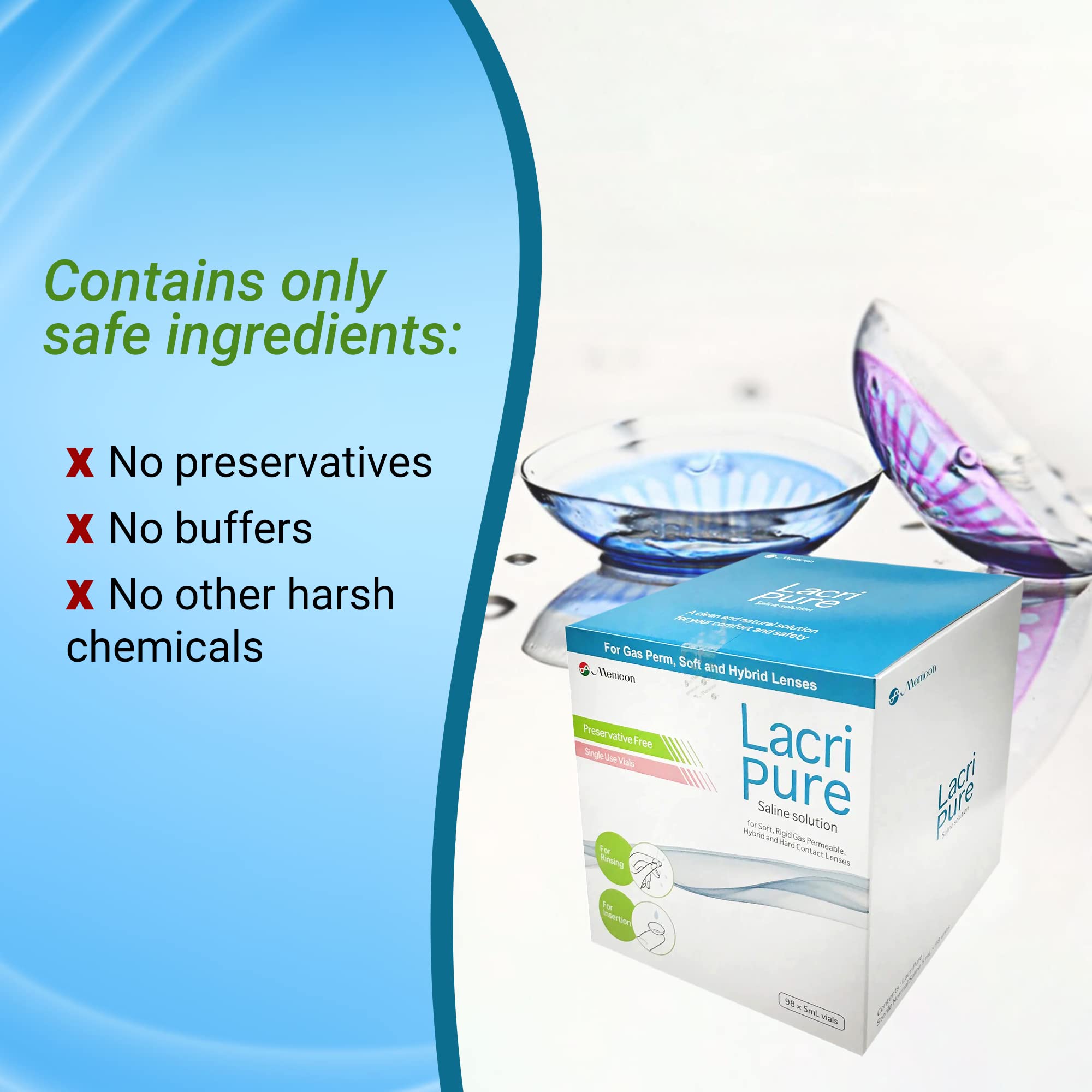 Usage and storage guide for LacriPure saline lens solution