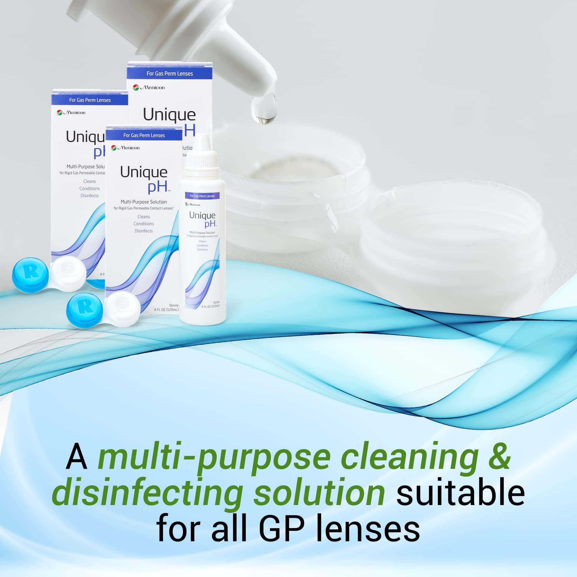 RGP lenses being cared for with Menicon Unique pH solution