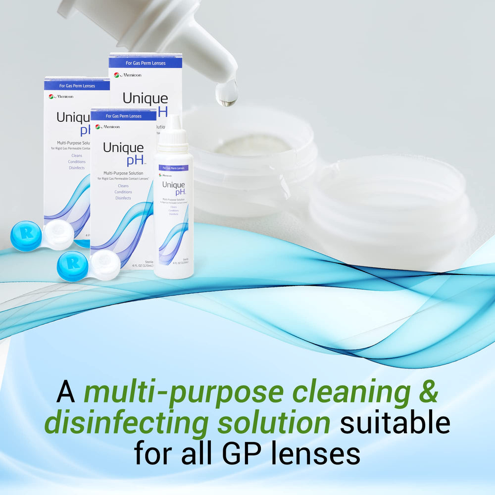 RGP lenses being cared for with Menicon Unique pH solution