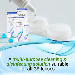 RGP lenses being cared for with Menicon Unique pH solution